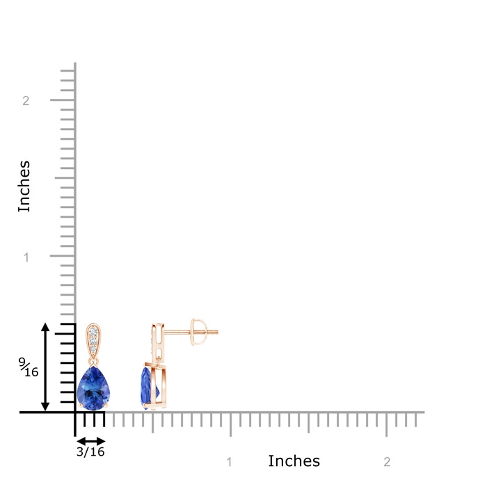 7x5mm AA Pear-Shaped Solitaire Tanzanite Drop Earrings with Diamonds in Rose Gold product image