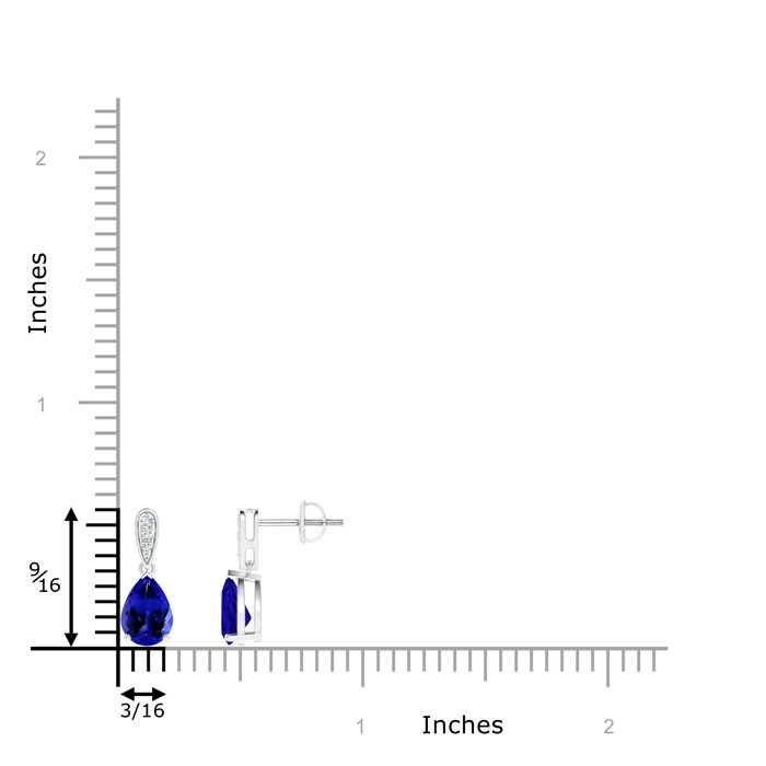 7x5mm AAAA Pear-Shaped Solitaire Tanzanite Drop Earrings with Diamonds in P950 Platinum product image