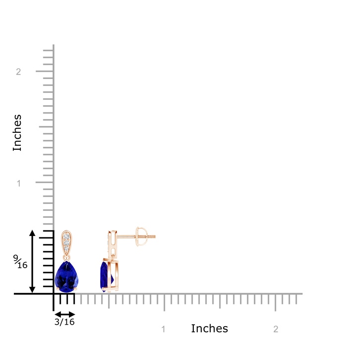 7x5mm AAAA Pear-Shaped Solitaire Tanzanite Drop Earrings with Diamonds in Rose Gold product image
