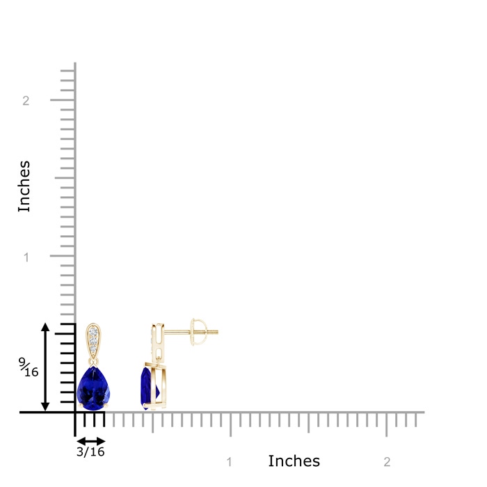 7x5mm AAAA Pear-Shaped Solitaire Tanzanite Drop Earrings with Diamonds in Yellow Gold product image