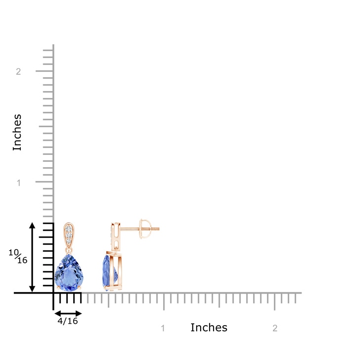8x6mm A Pear-Shaped Solitaire Tanzanite Drop Earrings with Diamonds in Rose Gold product image