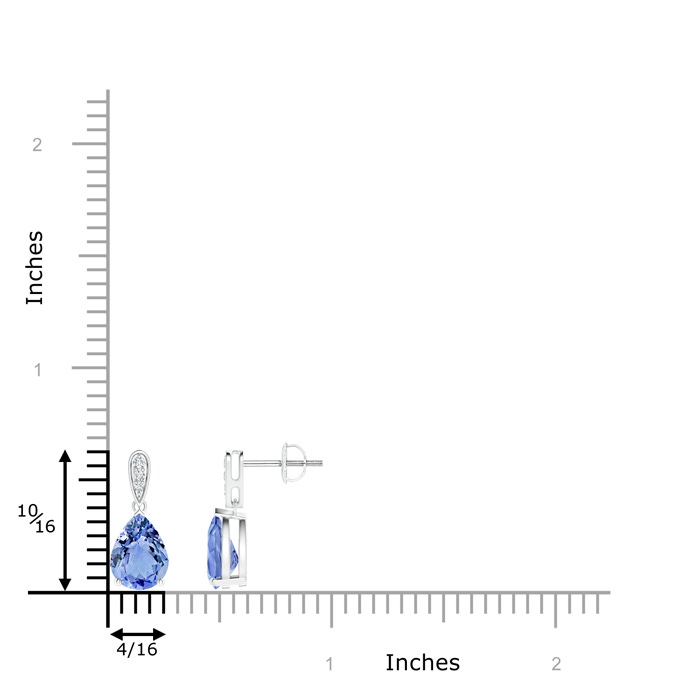 8x6mm A Pear-Shaped Solitaire Tanzanite Drop Earrings with Diamonds in White Gold product image