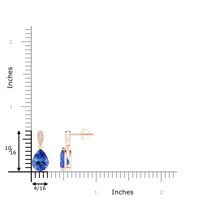 8x6mm AA Pear-Shaped Solitaire Tanzanite Drop Earrings with Diamonds in Rose Gold product image