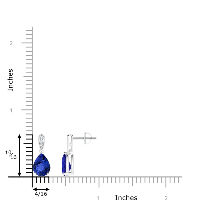 8x6mm AAA Pear-Shaped Solitaire Tanzanite Drop Earrings with Diamonds in P950 Platinum product image