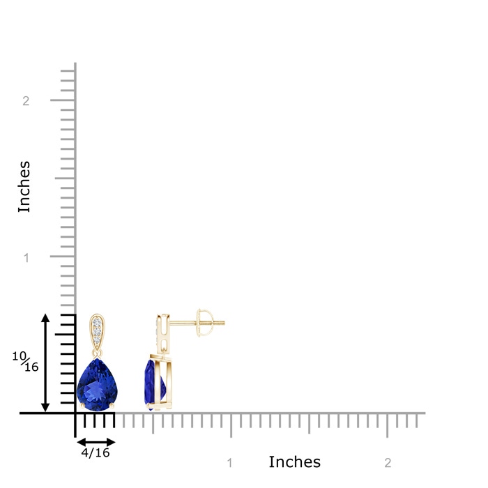 8x6mm AAA Pear-Shaped Solitaire Tanzanite Drop Earrings with Diamonds in Yellow Gold product image