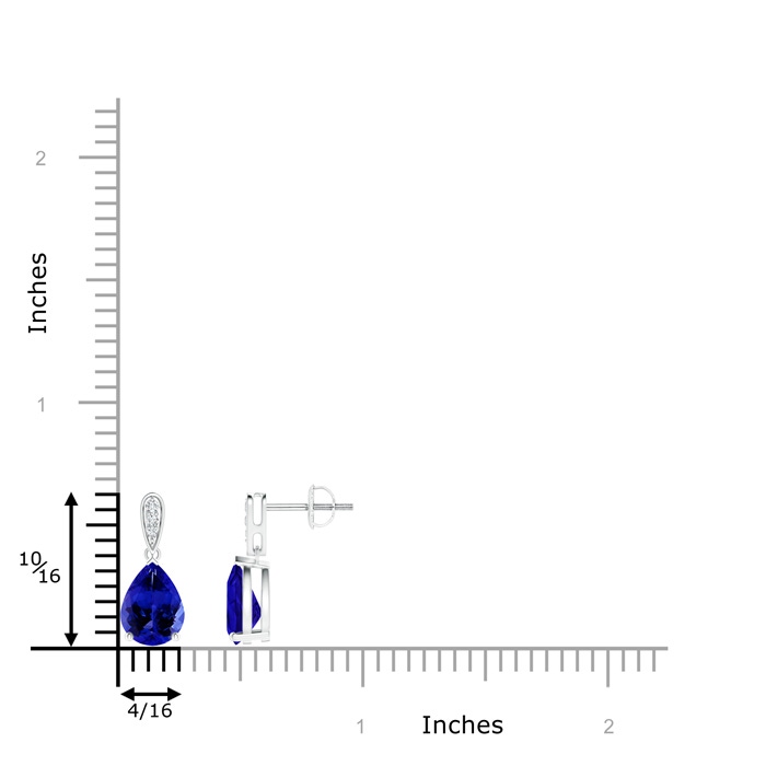 8x6mm AAAA Pear-Shaped Solitaire Tanzanite Drop Earrings with Diamonds in White Gold product image