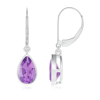 8x5mm A Bezel-Set Pear Amethyst Leverback Drop Earrings in P950 Platinum
