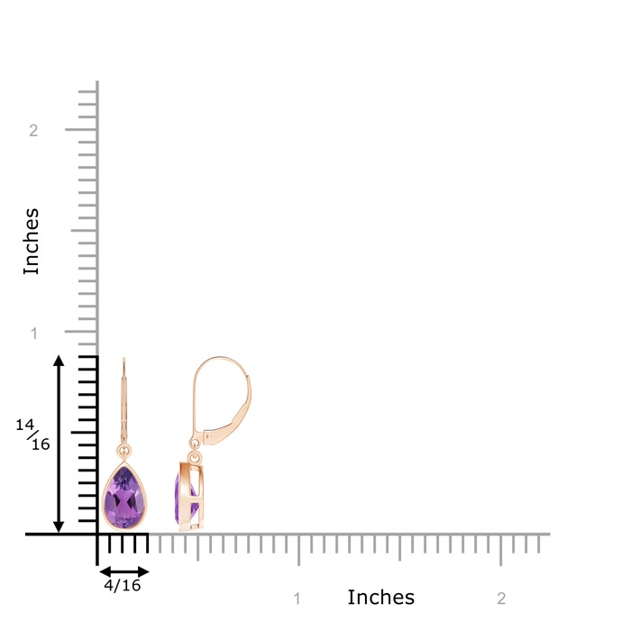 8x5mm AA Bezel-Set Pear Amethyst Leverback Drop Earrings in Rose Gold product image