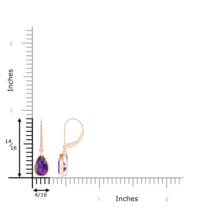 8x5mm AAA Bezel-Set Pear Amethyst Leverback Drop Earrings in Rose Gold product image