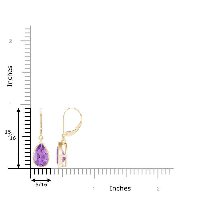 9x6mm A Bezel-Set Pear Amethyst Leverback Drop Earrings in Yellow Gold product image