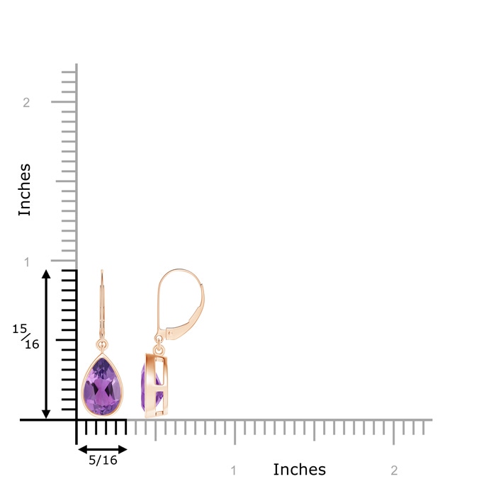 9x6mm AA Bezel-Set Pear Amethyst Leverback Drop Earrings in Rose Gold product image