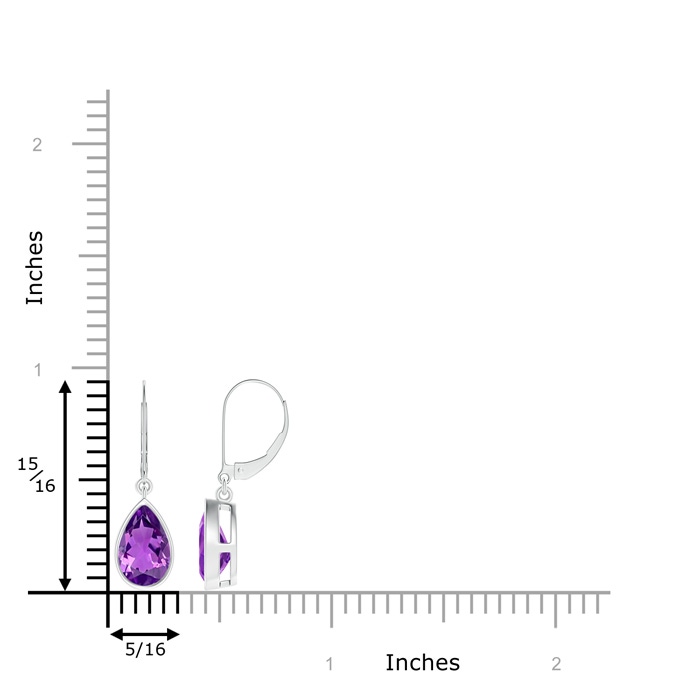 9x6mm AAAA Bezel-Set Pear Amethyst Leverback Drop Earrings in P950 Platinum product image