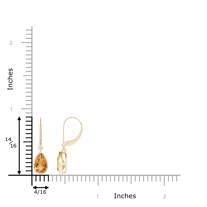 8x5mm A Bezel-Set Pear Citrine Leverback Drop Earrings in 9K Yellow Gold product image