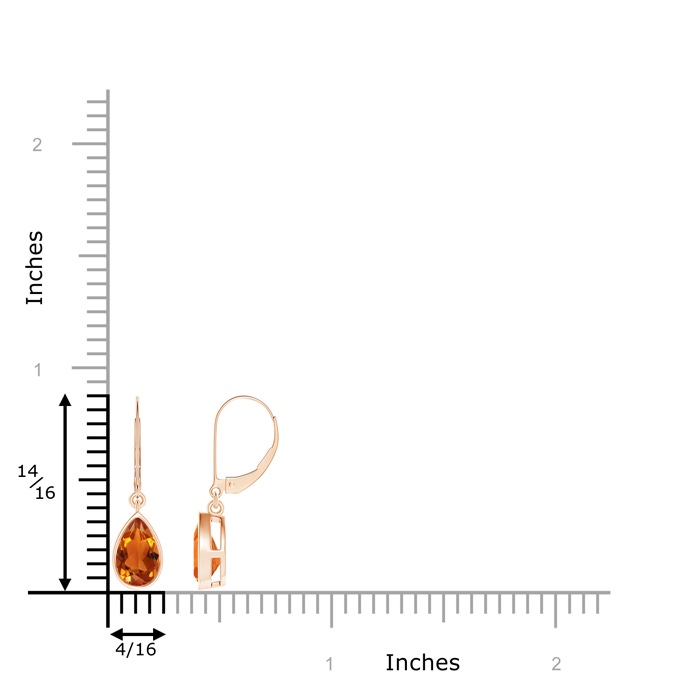 8x5mm AAAA Bezel-Set Pear Citrine Leverback Drop Earrings in Rose Gold product image