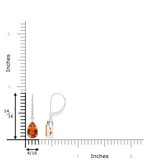 8x5mm AAAA Bezel-Set Pear Citrine Leverback Drop Earrings in White Gold product image
