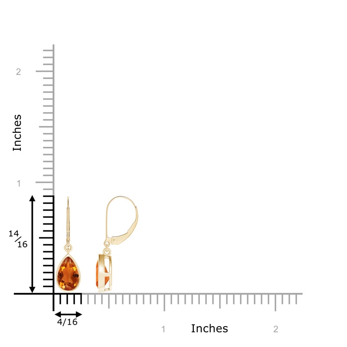 8x5mm AAAA Bezel-Set Pear Citrine Leverback Drop Earrings in Yellow Gold product image