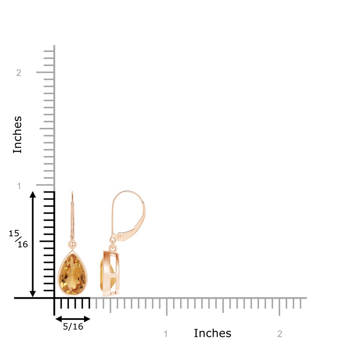 9x6mm A Bezel-Set Pear Citrine Leverback Drop Earrings in Rose Gold product image
