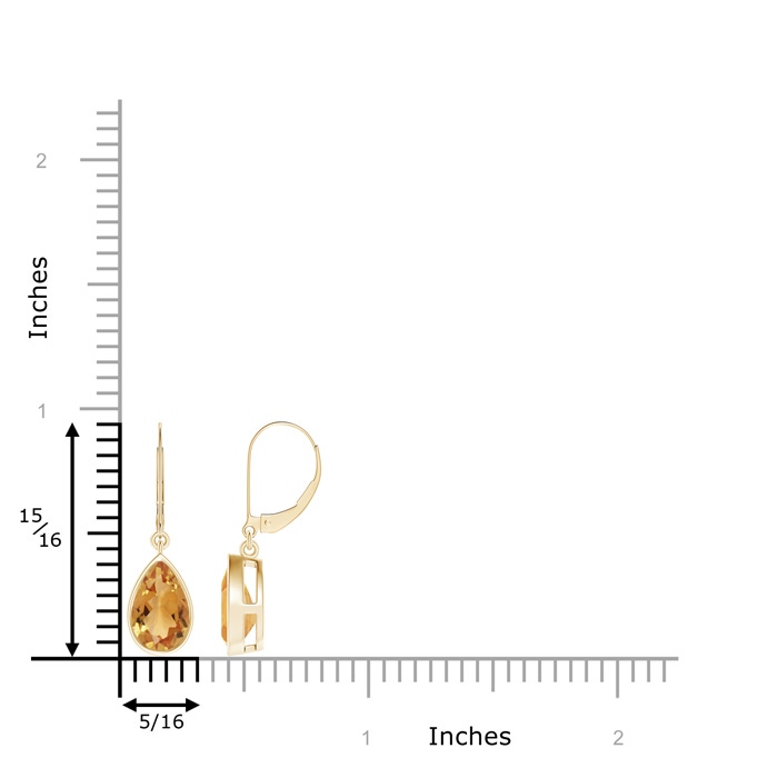 9x6mm A Bezel-Set Pear Citrine Leverback Drop Earrings in Yellow Gold product image