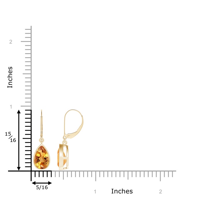 9x6mm AA Bezel-Set Pear Citrine Leverback Drop Earrings in Yellow Gold product image