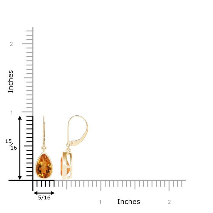 9x6mm AAA Bezel-Set Pear Citrine Leverback Drop Earrings in Yellow Gold product image