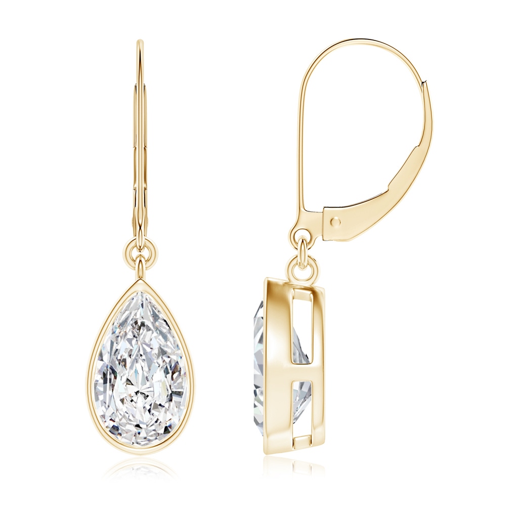 9x5.5mm HSI2 Pear-Shaped Diamond Leverback Drop Earrings in Yellow Gold