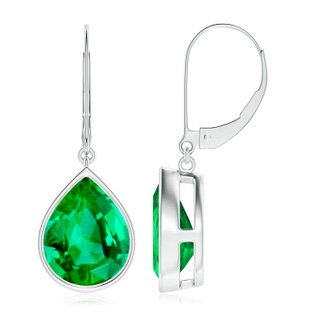 12x10mm AAA Pear-Shaped Emerald Leverback Drop Earrings in P950 Platinum