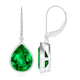 12x10mm AAAA Pear-Shaped Emerald Leverback Drop Earrings in S999 Silver