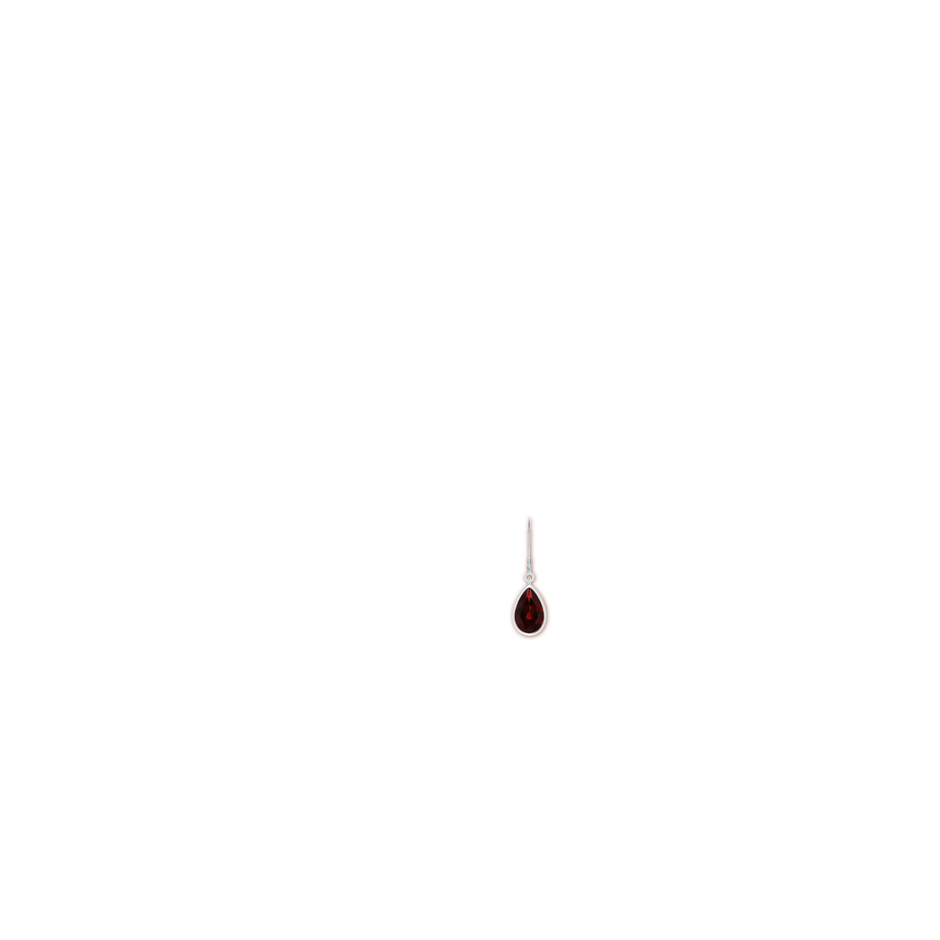 9x6mm AA Bezel-Set Pear Garnet Leverback Drop Earrings in White Gold ear