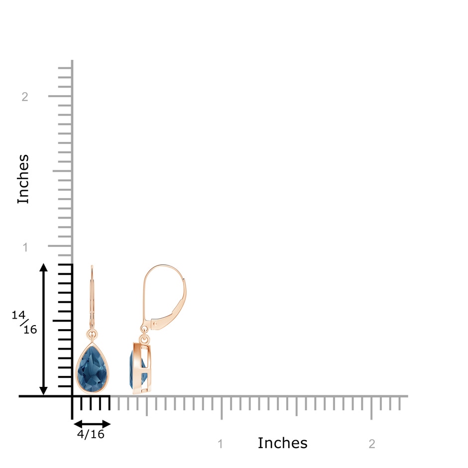 8x5mm A Bezel-Set Pear London Blue Topaz Leverback Drop Earrings in 10K Rose Gold product image