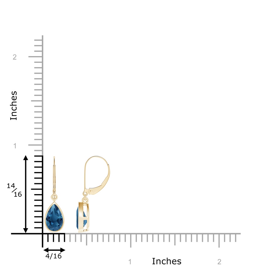 8x5mm AA Bezel-Set Pear London Blue Topaz Leverback Drop Earrings in Yellow Gold product image