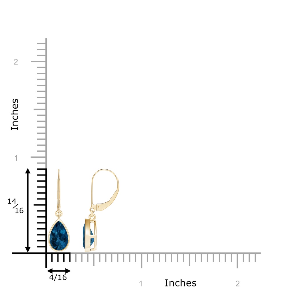 8x5mm AAA Bezel-Set Pear London Blue Topaz Leverback Drop Earrings in Yellow Gold Product Image