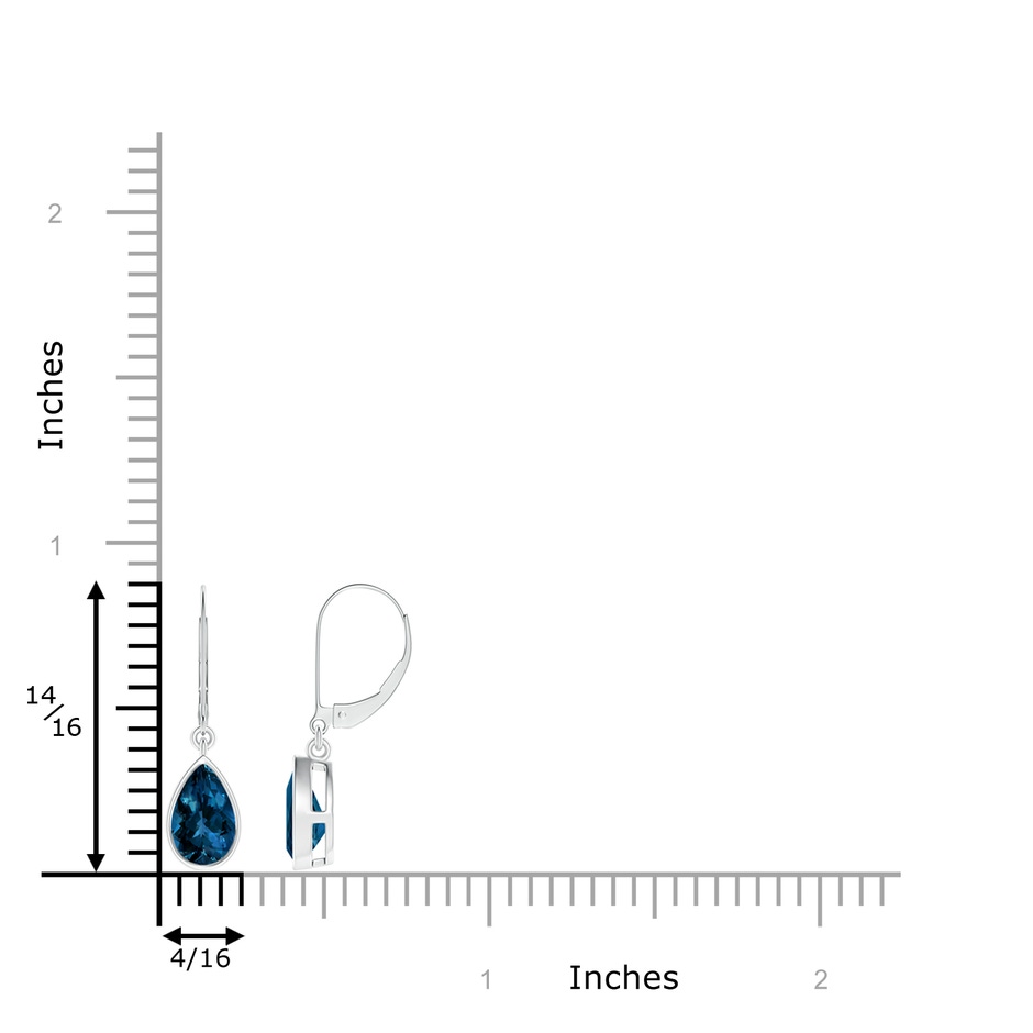 8x5mm AAAA Bezel-Set Pear London Blue Topaz Leverback Drop Earrings in White Gold product image