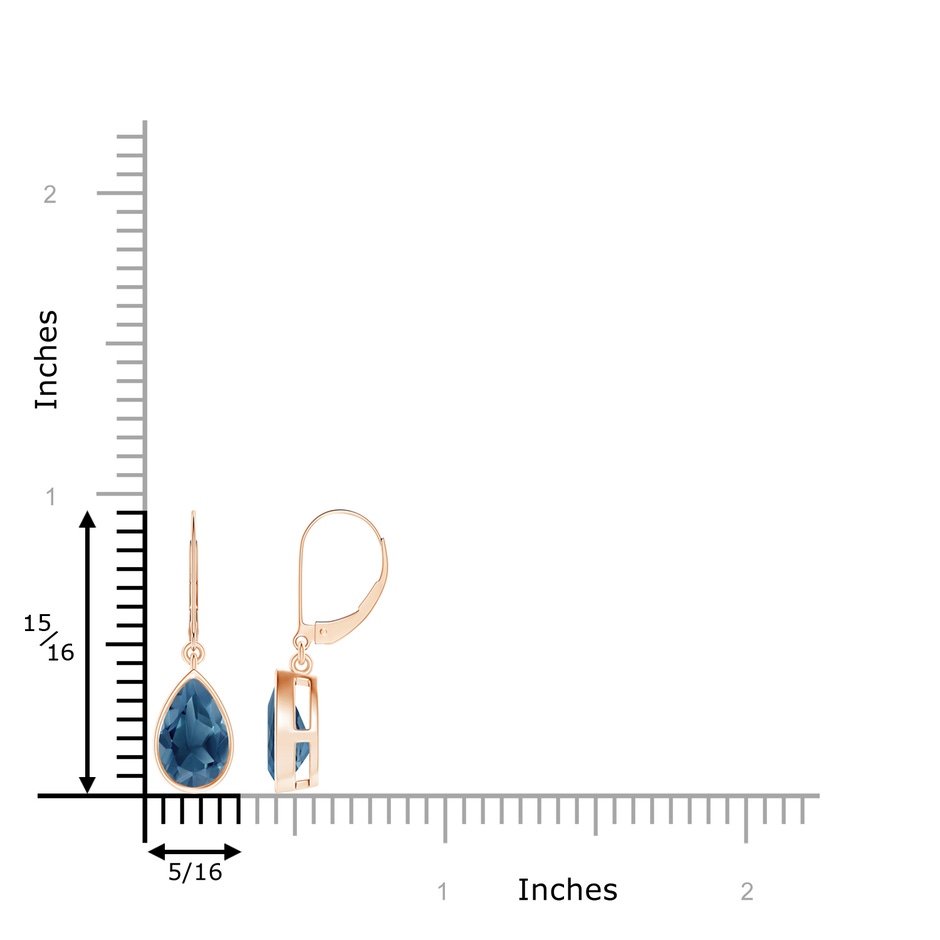 9x6mm A Bezel-Set Pear London Blue Topaz Leverback Drop Earrings in Rose Gold product image
