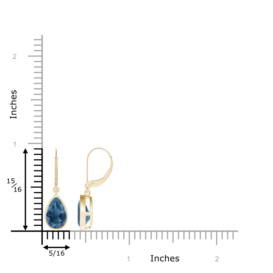 9x6mm A Bezel-Set Pear London Blue Topaz Leverback Drop Earrings in Yellow Gold product image
