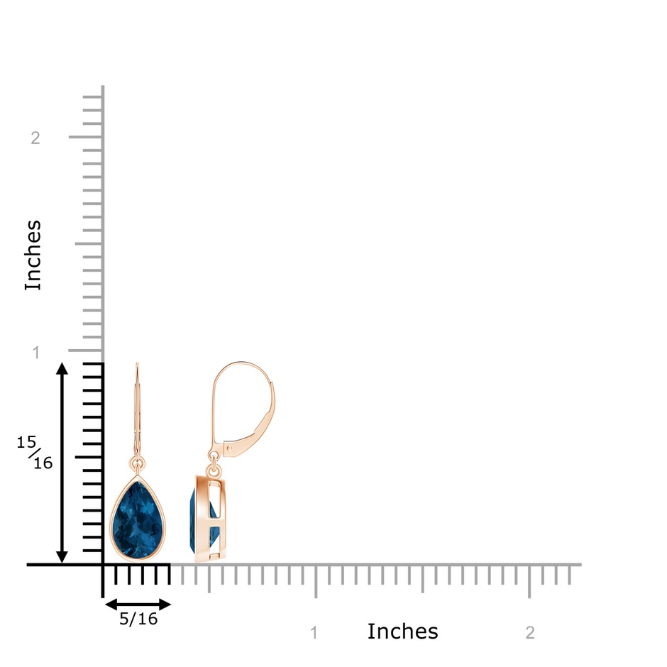 9x6mm AAA Bezel-Set Pear London Blue Topaz Leverback Drop Earrings in Rose Gold product image