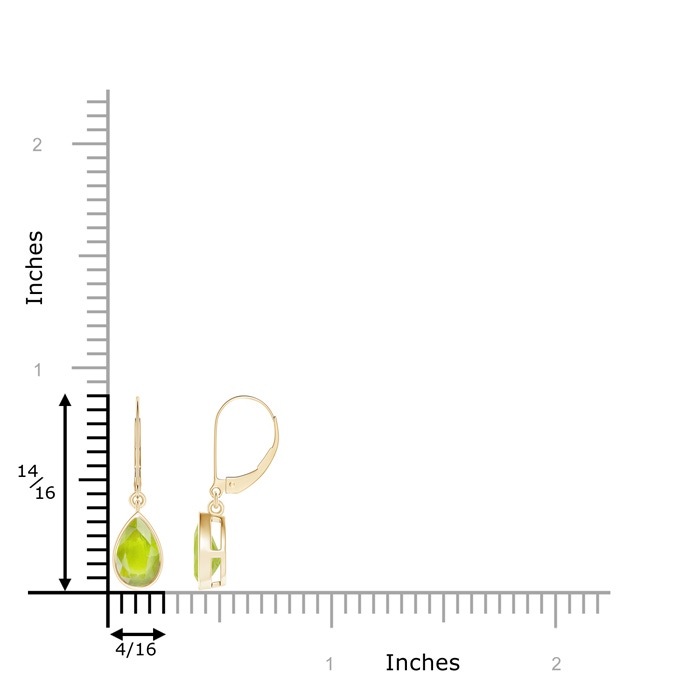 8x5mm A Bezel-Set Pear Peridot Leverback Drop Earrings in Yellow Gold product image