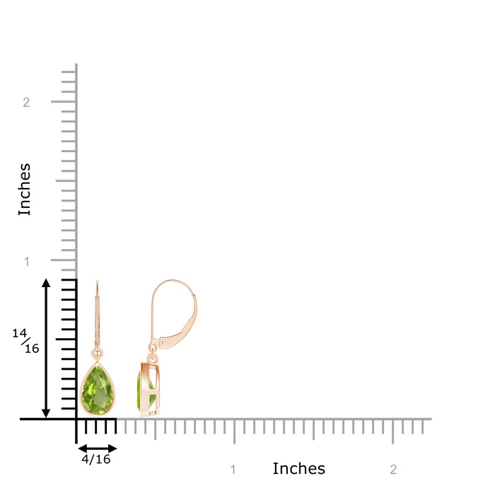 8x5mm AA Bezel-Set Pear Peridot Leverback Drop Earrings in Rose Gold product image