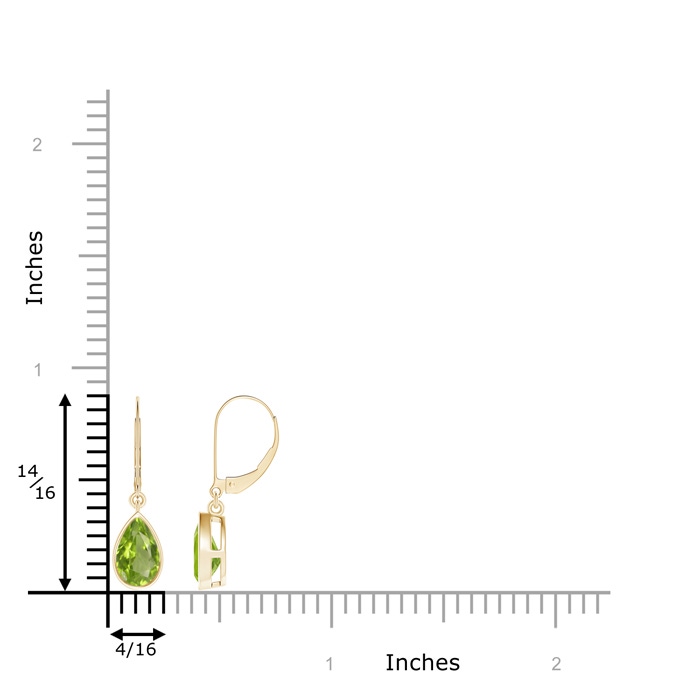 8x5mm AA Bezel-Set Pear Peridot Leverback Drop Earrings in Yellow Gold product image