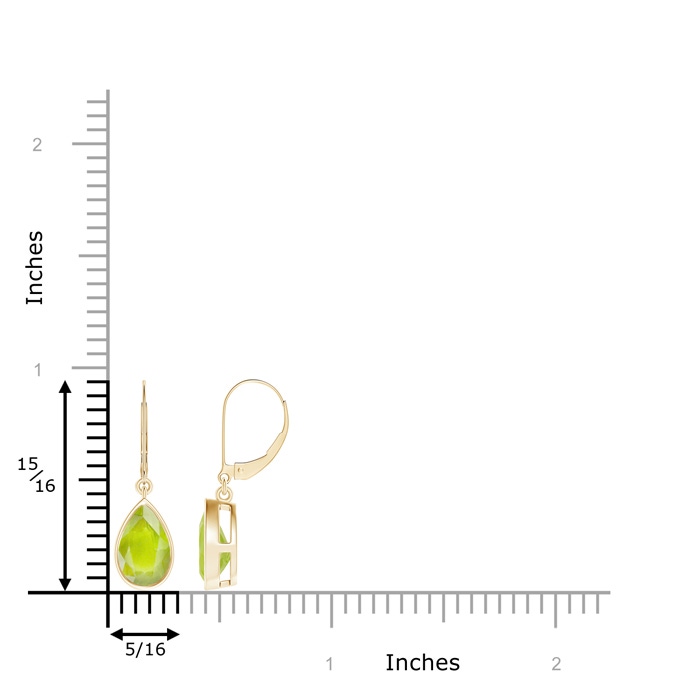 9x6mm A Bezel-Set Pear Peridot Leverback Drop Earrings in Yellow Gold product image