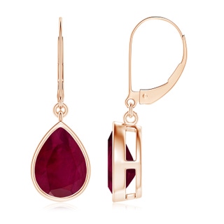 10x8mm A Pear-Shaped Ruby Leverback Drop Earrings in Rose Gold