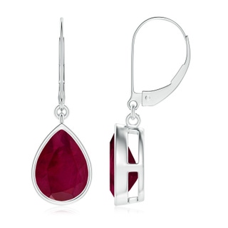 10x8mm A Pear-Shaped Ruby Leverback Drop Earrings in S999 Silver