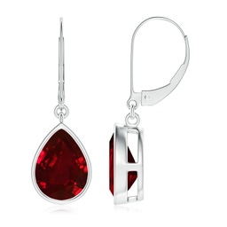 Drop Silver Ruby Earrings