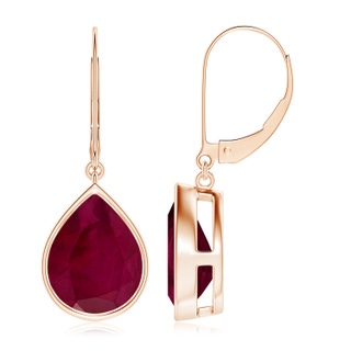 12x10mm A Pear-Shaped Ruby Leverback Drop Earrings in Rose Gold