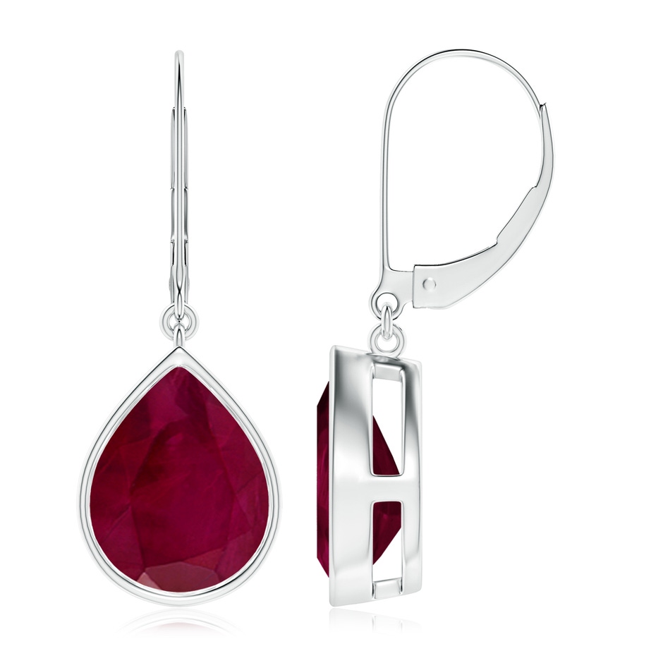 12x10mm A Pear-Shaped Ruby Leverback Drop Earrings in S999 Silver 