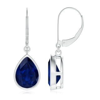 10x8mm AA Pear-Shaped Blue Sapphire Leverback Drop Earrings in P950 Platinum