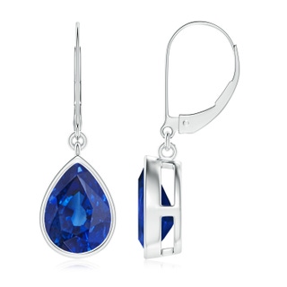 10x8mm AAA Pear-Shaped Blue Sapphire Leverback Drop Earrings in S999 Silver