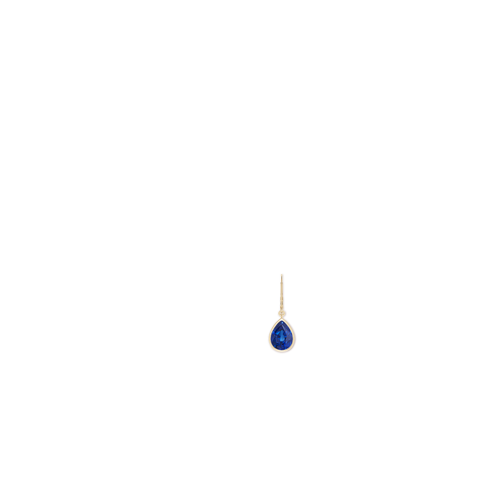 10x8mm AAA Pear-Shaped Blue Sapphire Leverback Drop Earrings in Yellow Gold ear