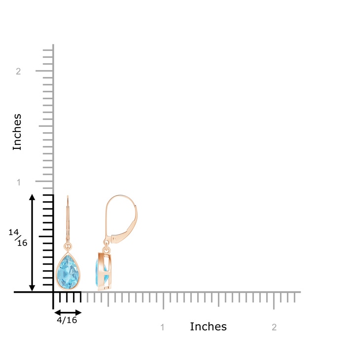 8x5mm A Bezel-Set Pear Swiss Blue Topaz Leverback Drop Earrings in Rose Gold product image
