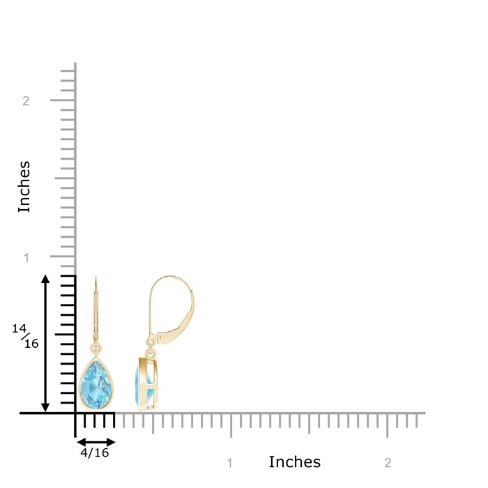 8x5mm A Bezel-Set Pear Swiss Blue Topaz Leverback Drop Earrings in Yellow Gold product image