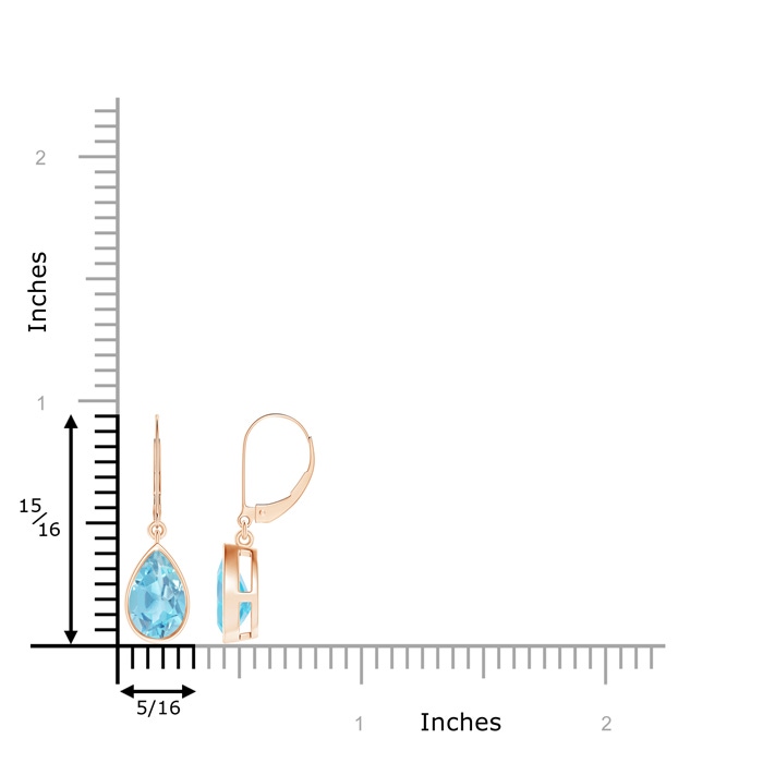 9x6mm A Bezel-Set Pear Swiss Blue Topaz Leverback Drop Earrings in Rose Gold product image